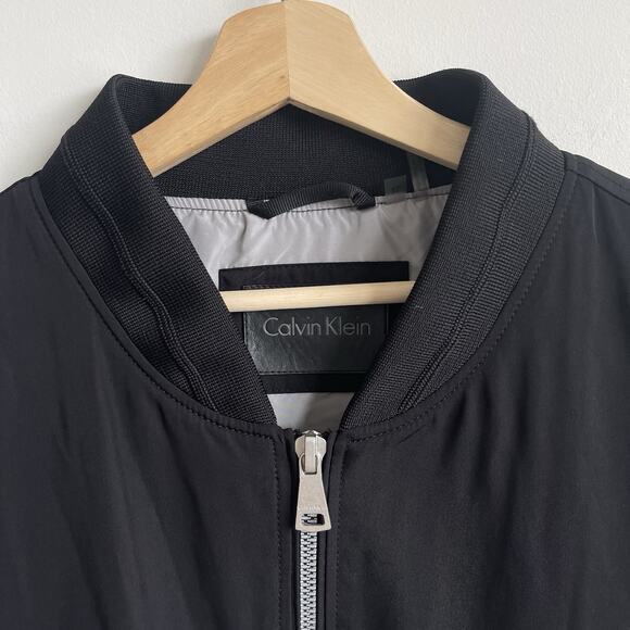 Calvin Klein Black Bomber Jacket Men’s Size XL Full Zip Utility Pockets - Picture 7 of 14